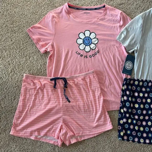 Life Is Good 4 Piece Pajama Sleep Set Women’s Large NWT - Picture 2 of 5